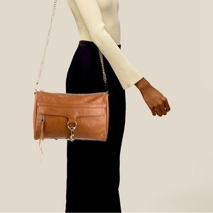Rebecca Minkoff Large MAC Crossbody Handbag, Brown Leather Gold hardware & chain